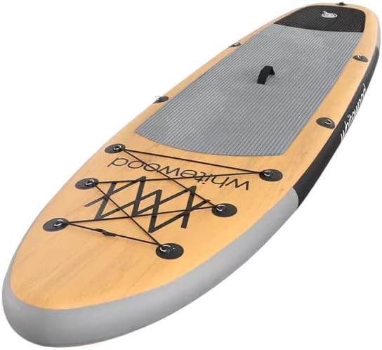 Whitewood SUP Tavola da Stand Up Paddle Surf Gonfiabile 10-11' / 305-335 cm Premium Disegno Legno con Accessori - Pagaia, Pompa, Zaino da Viaggio iSUP, Borsa impermeabile – 200 kg, 2 o 3 Persone