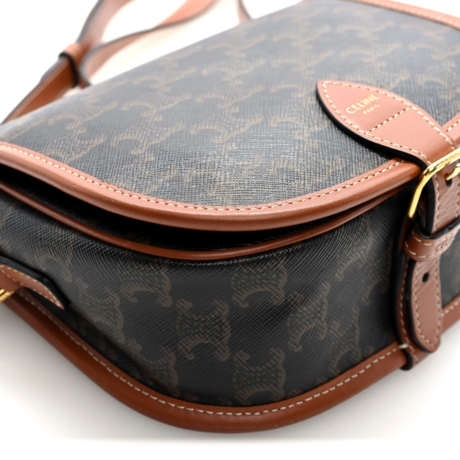 Triomphe Canvas Medium Folco Bag Tan - Top Club