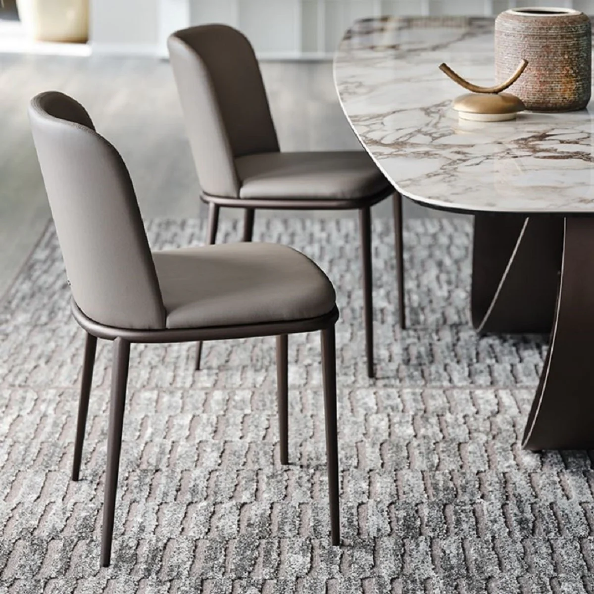 Luxury Dining Room Chair Set of 8 Gray / Black - Luxury Dining Room & Restaurant Furniture - Luxury Quality - Made in Italy