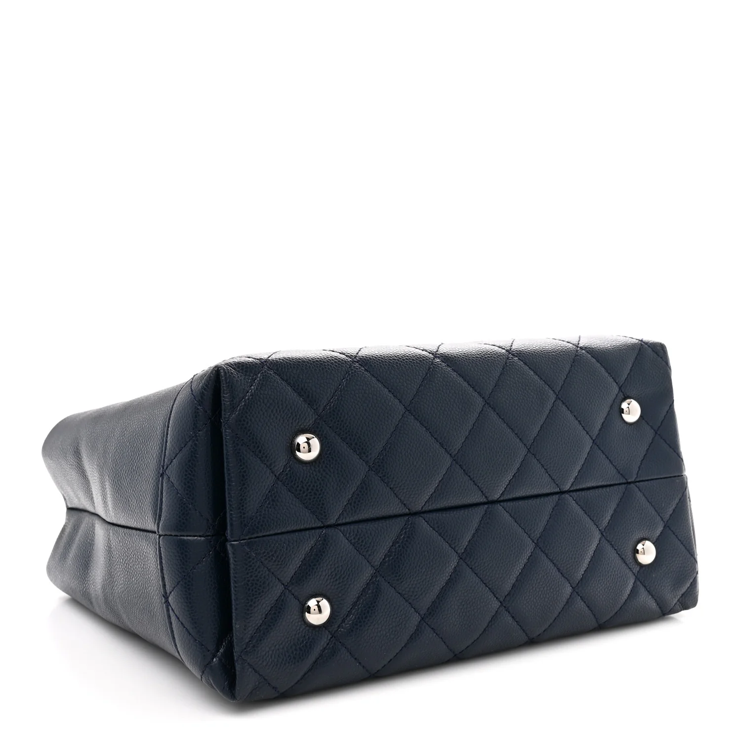 Soft Caviar CC Medium Top Handle Tote Navy Blue - Top Club
