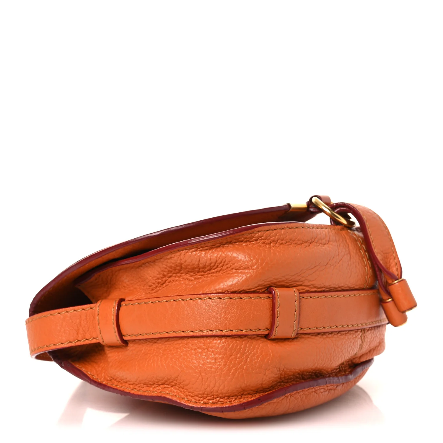 Grained Calfskin Small Marcie Saddle Bag Wood Rose - Top Club