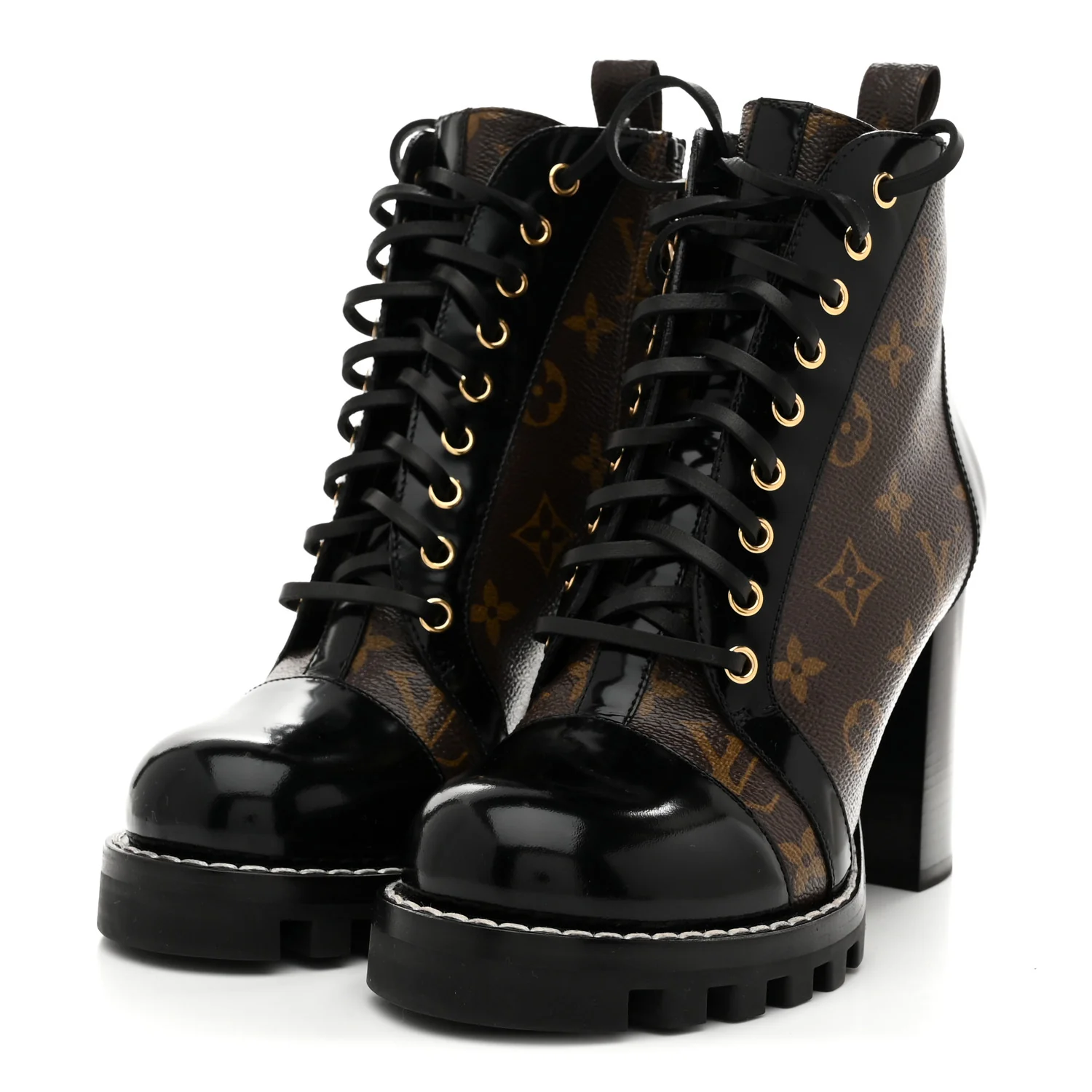 Patent Calfskin Monogram Star Trail Ankle Boots 38 Black - Top Club