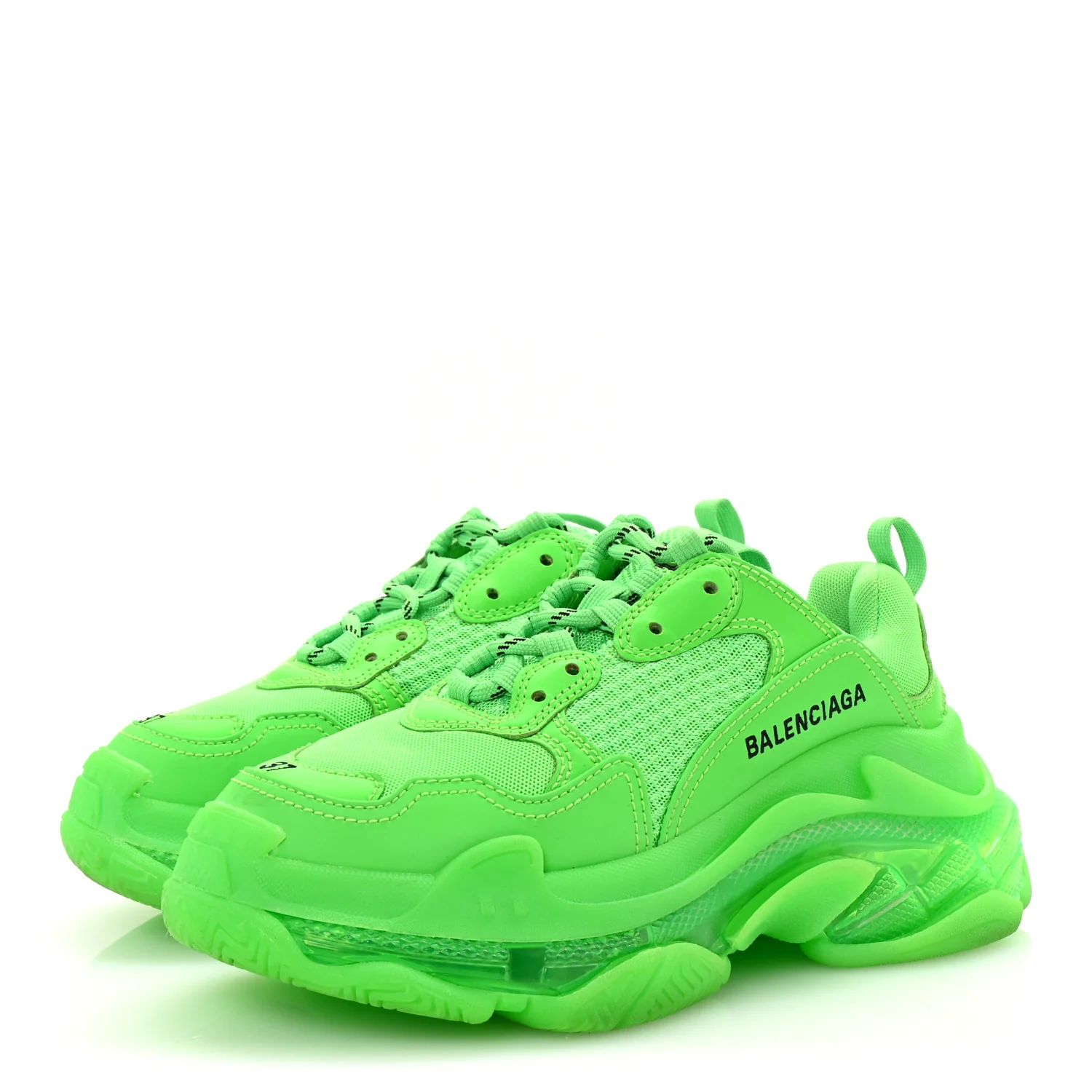 Fabric Mesh Clear Sole Womens Triple S Sneakers 37 Fluo Green - Top Club