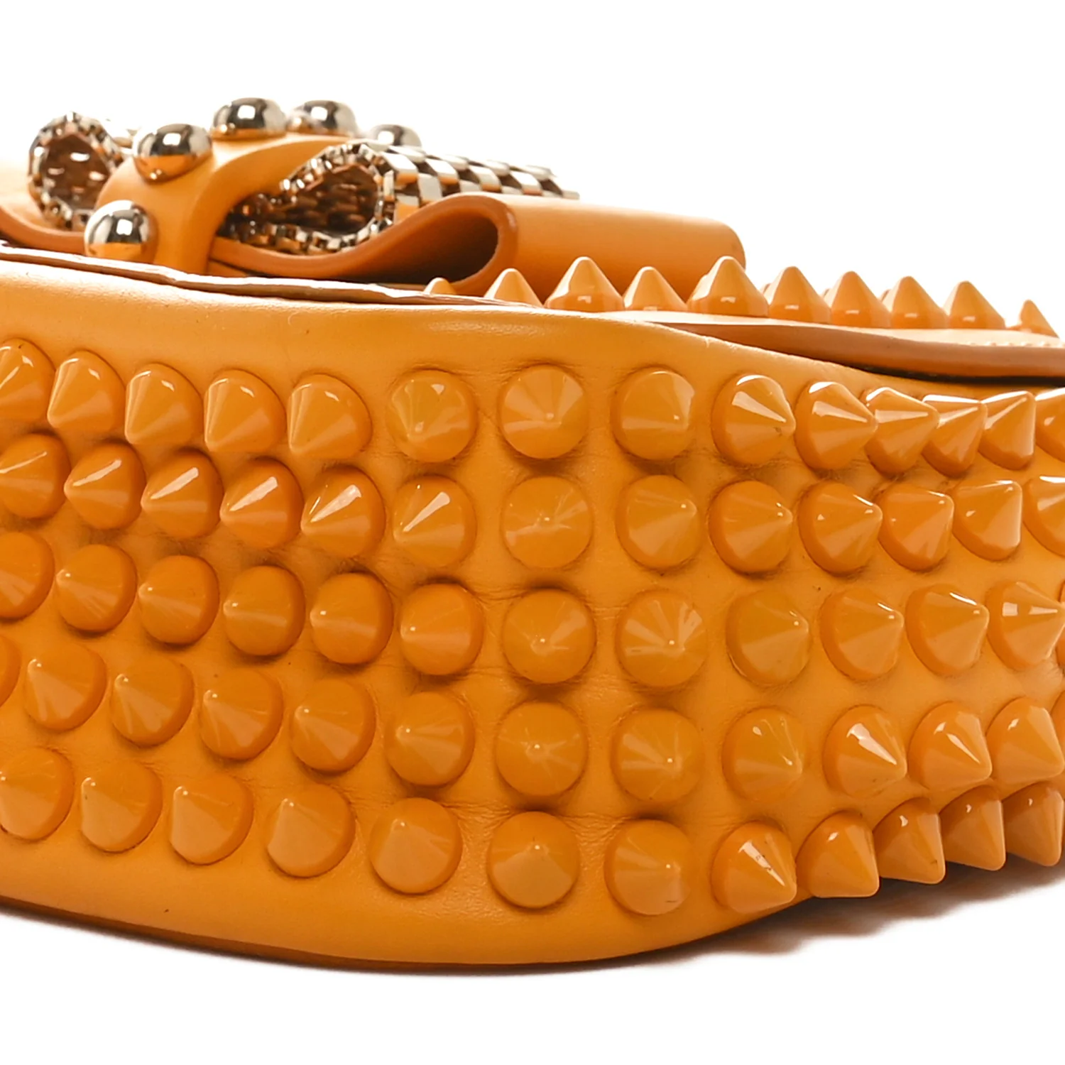 Calfskin Spiked Sweety Charity Crossbody Bag Yellow - Top Club