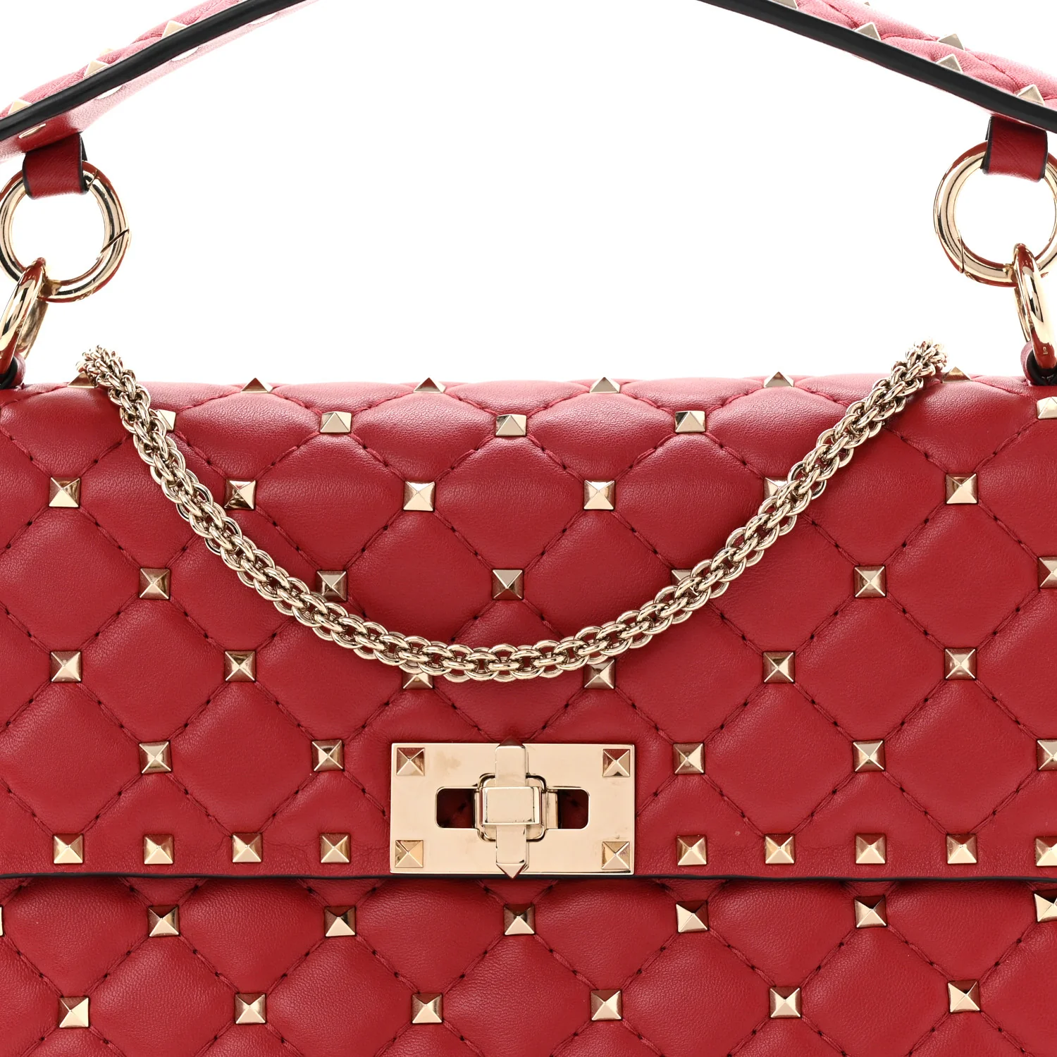 Nappa Medium Rockstud Spike Shoulder Bag Rosso Valentino - Top Club