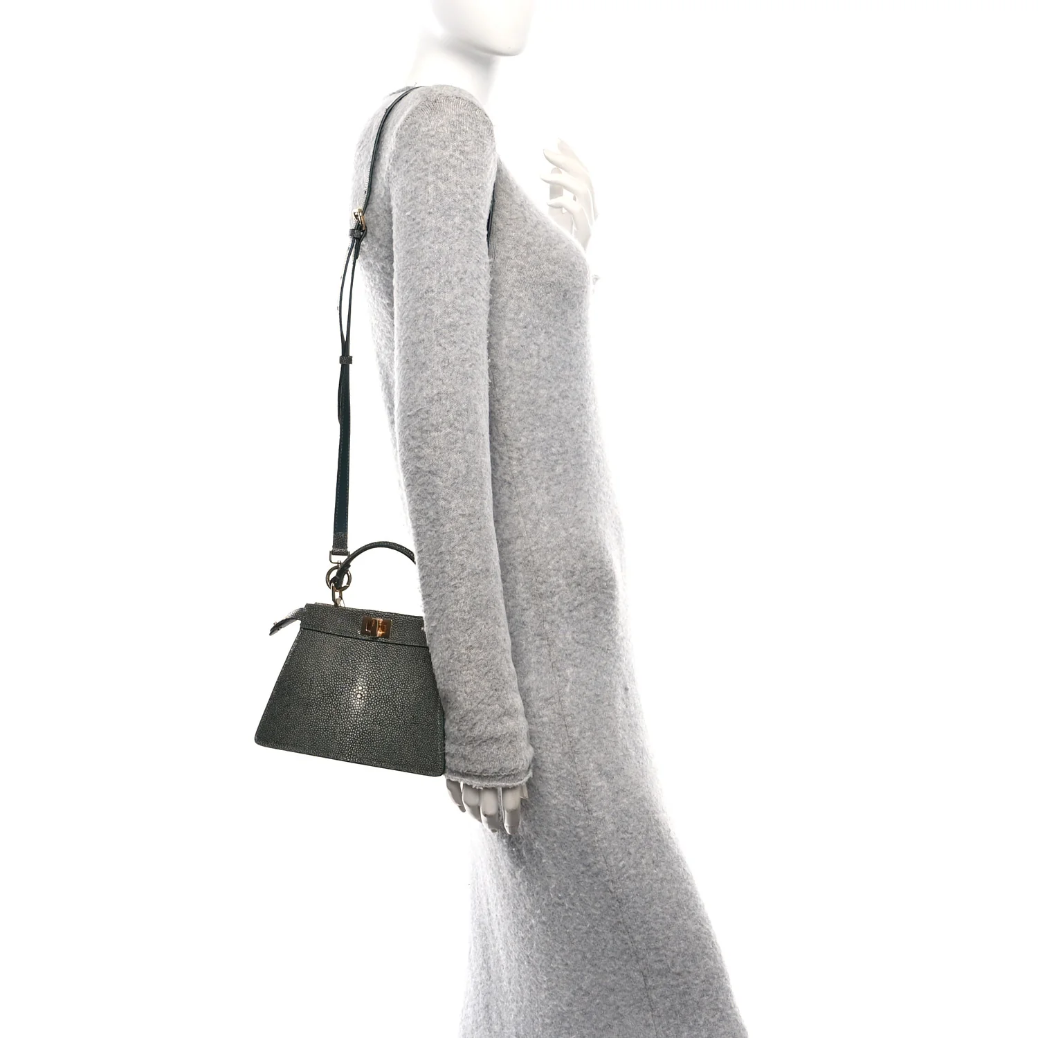Stingray Shiny Nappa Petite Peekaboo I SEE U Satchel Verde Inglese