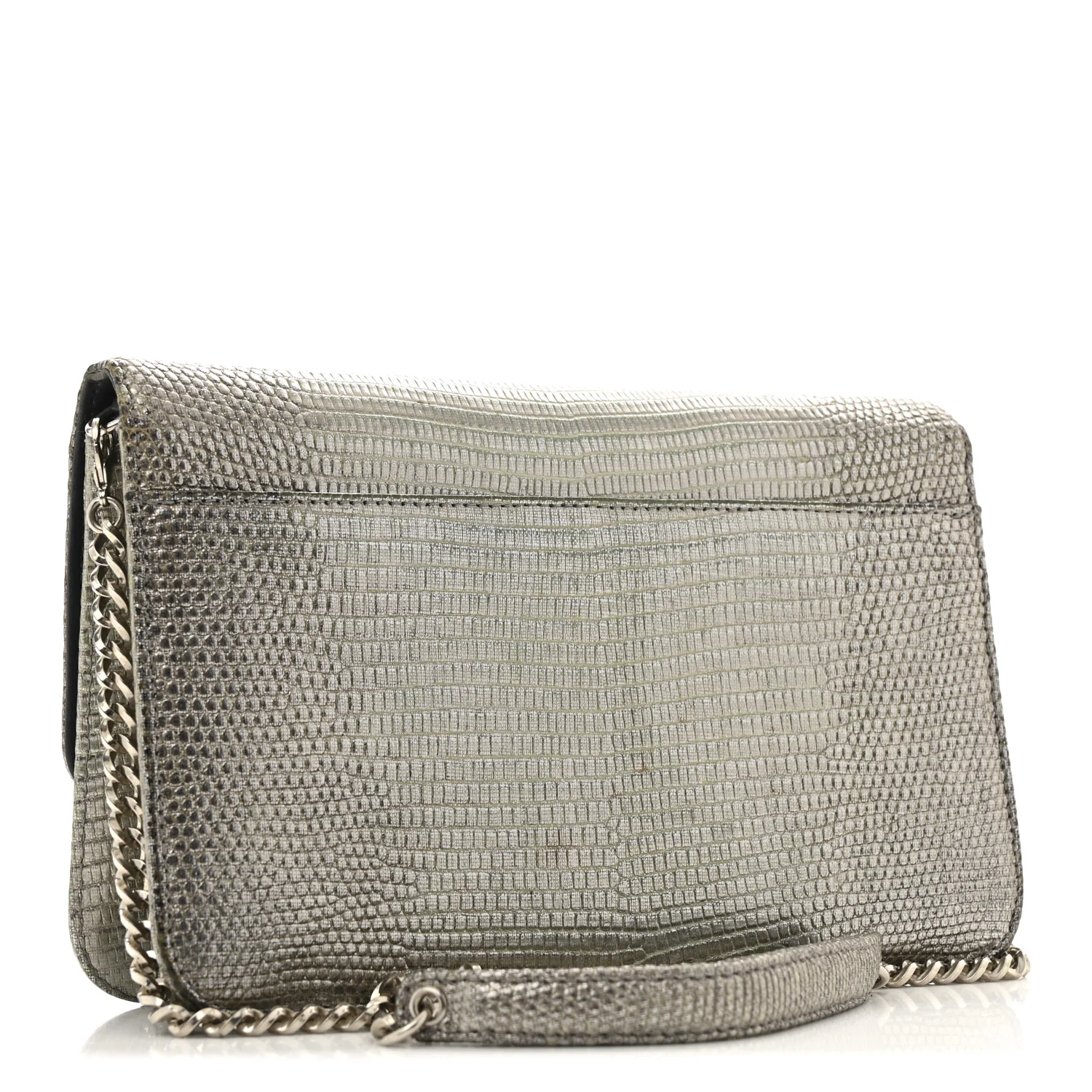 Metallic Lizard Miss Dior Promenade Pouch Gunmetal - Top Club