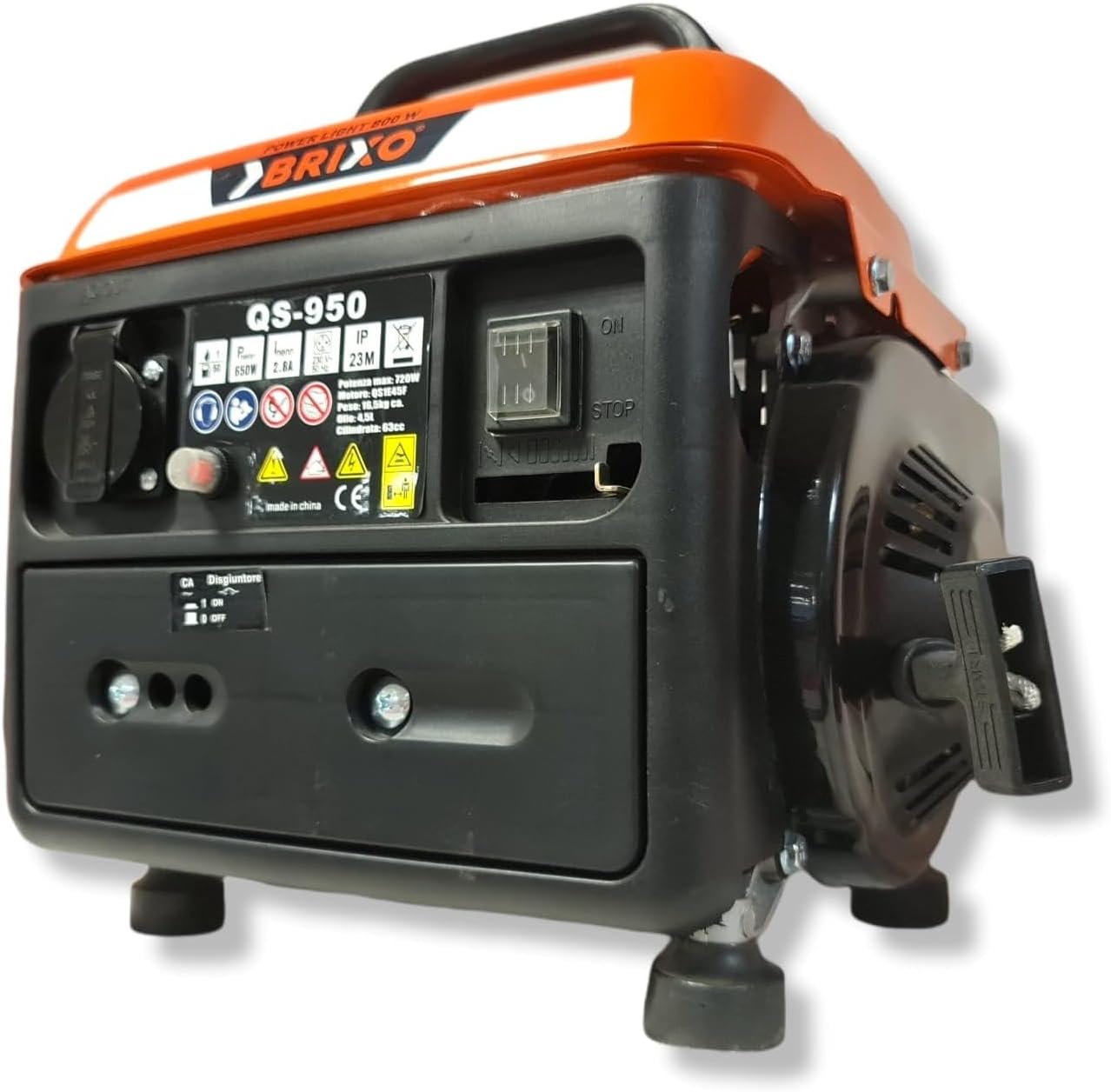 GENERATORE GRUPPO ELETTROGENO BRIXO POWERLIGHT 800W - 63CC - CM.38X32X33