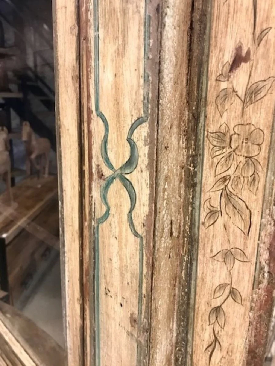 Country house style corner cupboard vintage hand painted 95 x 65 x H. 200 cm - solid wood cupboard with 2 doors - kitchen cupboard - country house style furniture cupboard corner
