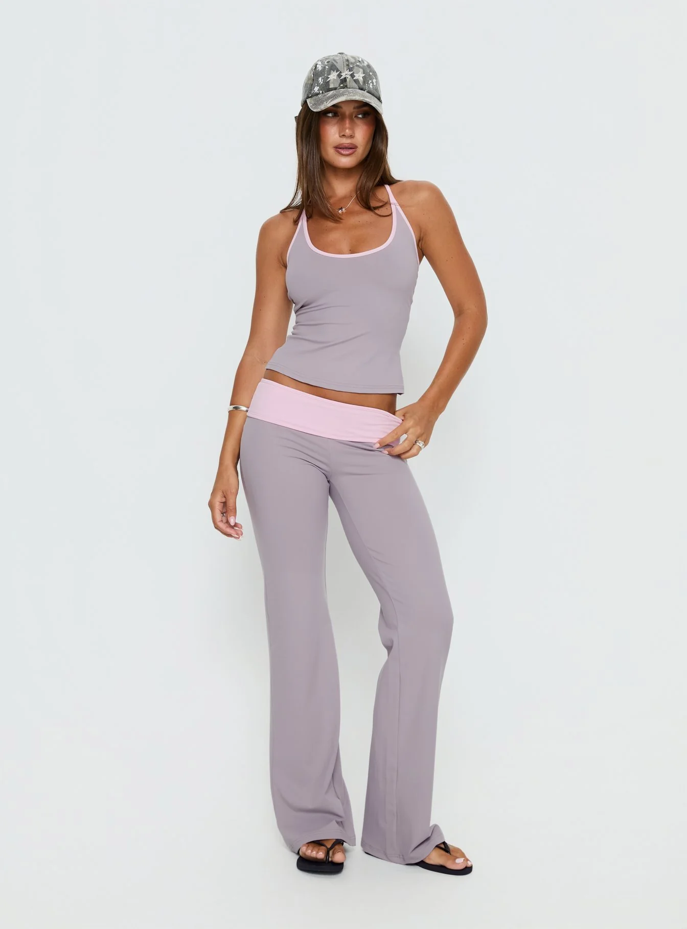 Kobee Jersey Halter Top Slate / Dusty Pink