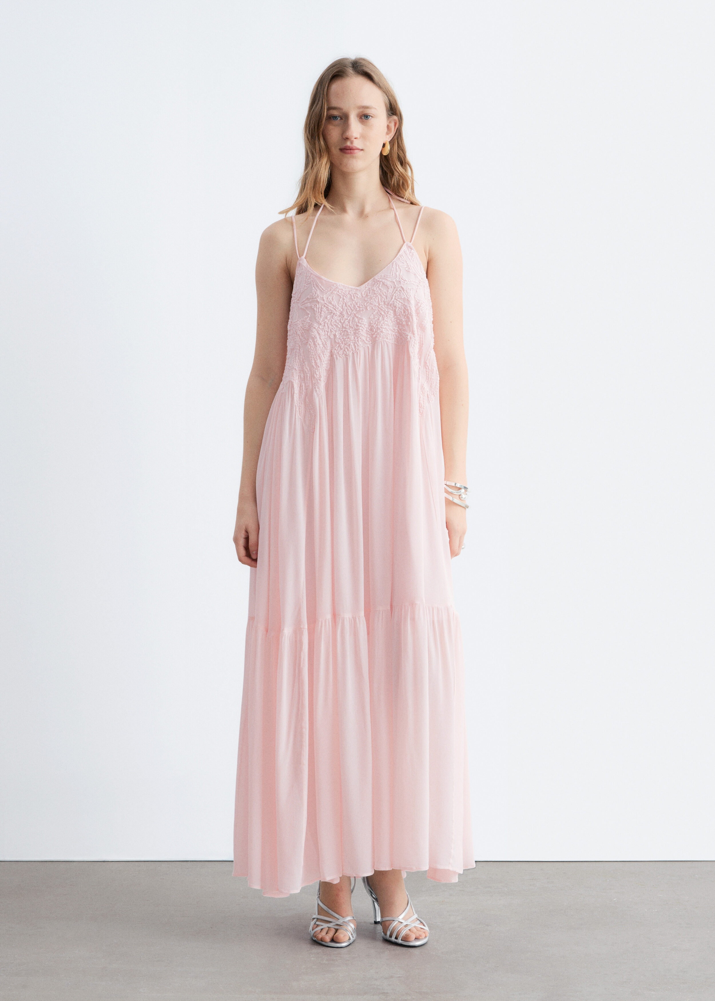 & Other Stories STRAPPY EMBROIDERED MAXI DRESS