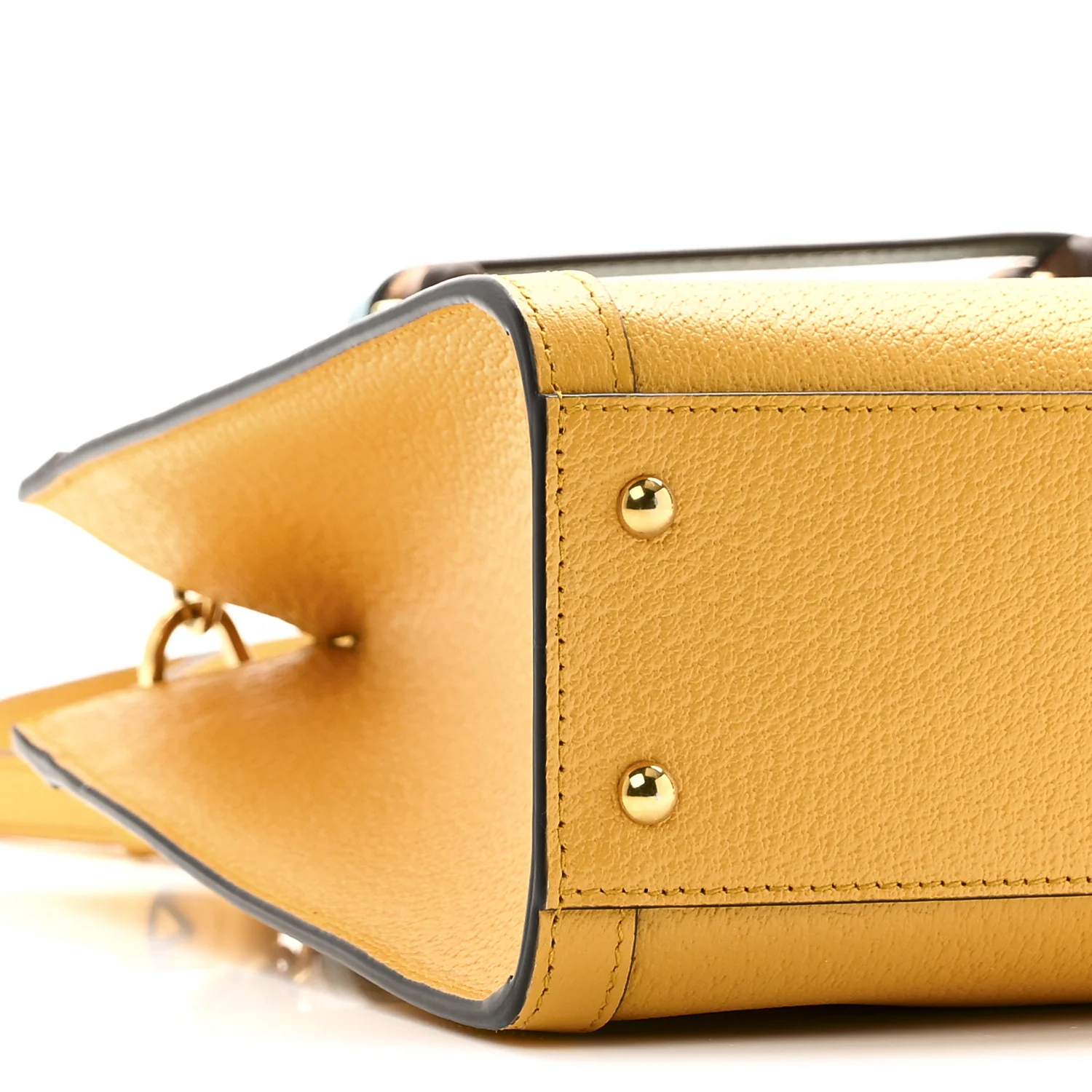 Textured Dollar Calfskin Web Small Diana Tote Bag Yellow Dusty Azure - Top Club