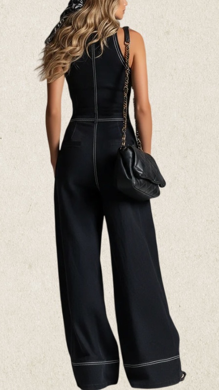 Women's Stylish & Elegant Sleeveless Wide-Leg Jumpsuit with Front Zipper - Nordfashionstorm - Women's Clothing, Fashion for You - Nordfashionstorm.com