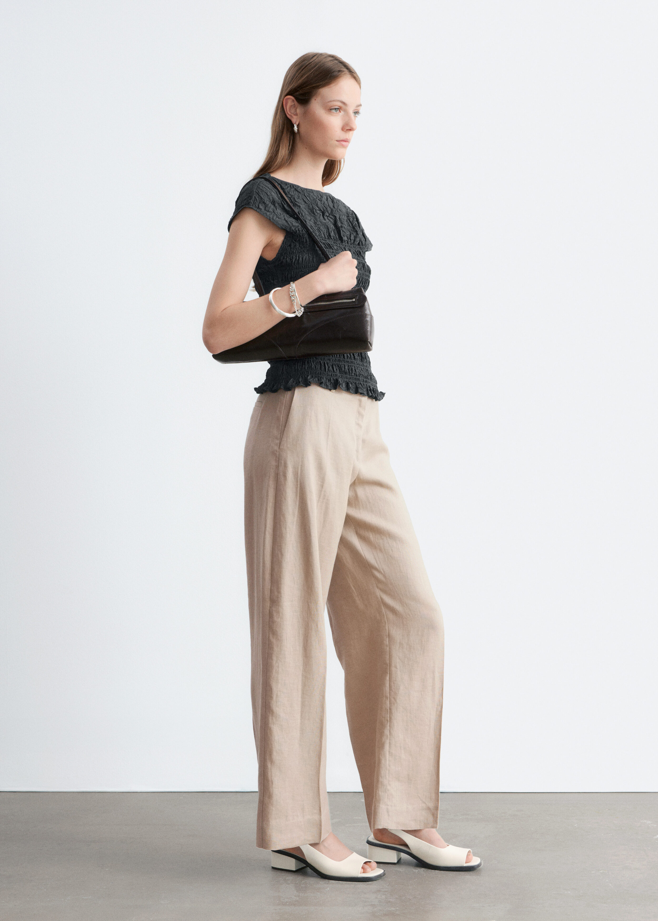 & Other Stories SMOCKED BOATNECK TOP