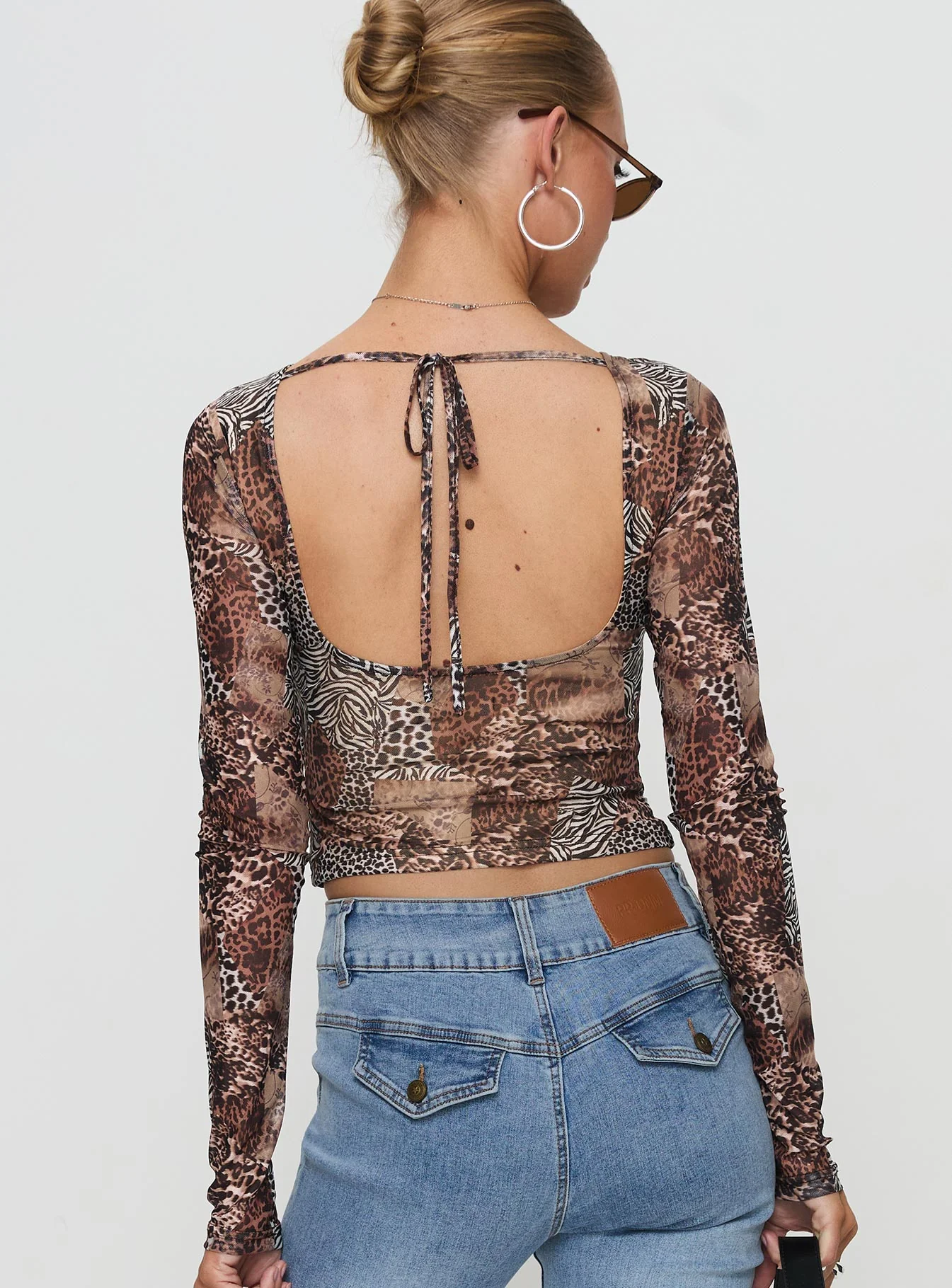 Tied In Long Sleeve Top Leopard