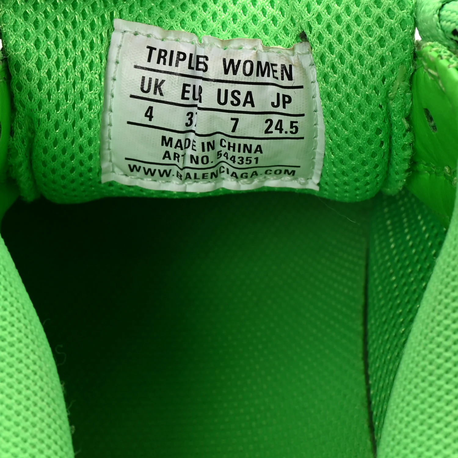 Fabric Mesh Clear Sole Womens Triple S Sneakers 37 Fluo Green - Top Club