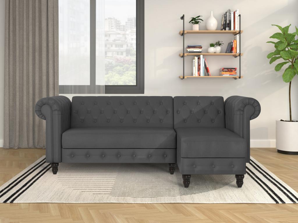 Sofá cama chaise longue en pu gris