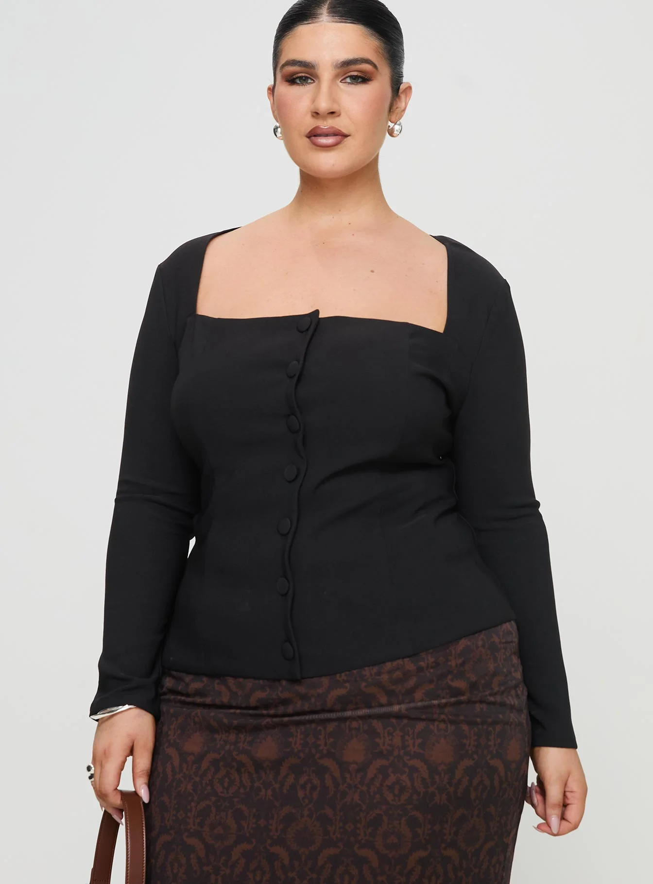 Gaskin Long Sleeve Top Black Curve