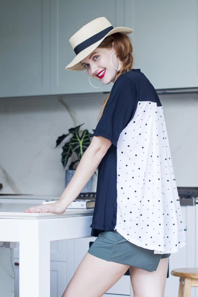 Two-toned T-Shirt - B&W spot - UPF50+ - IGAOMI