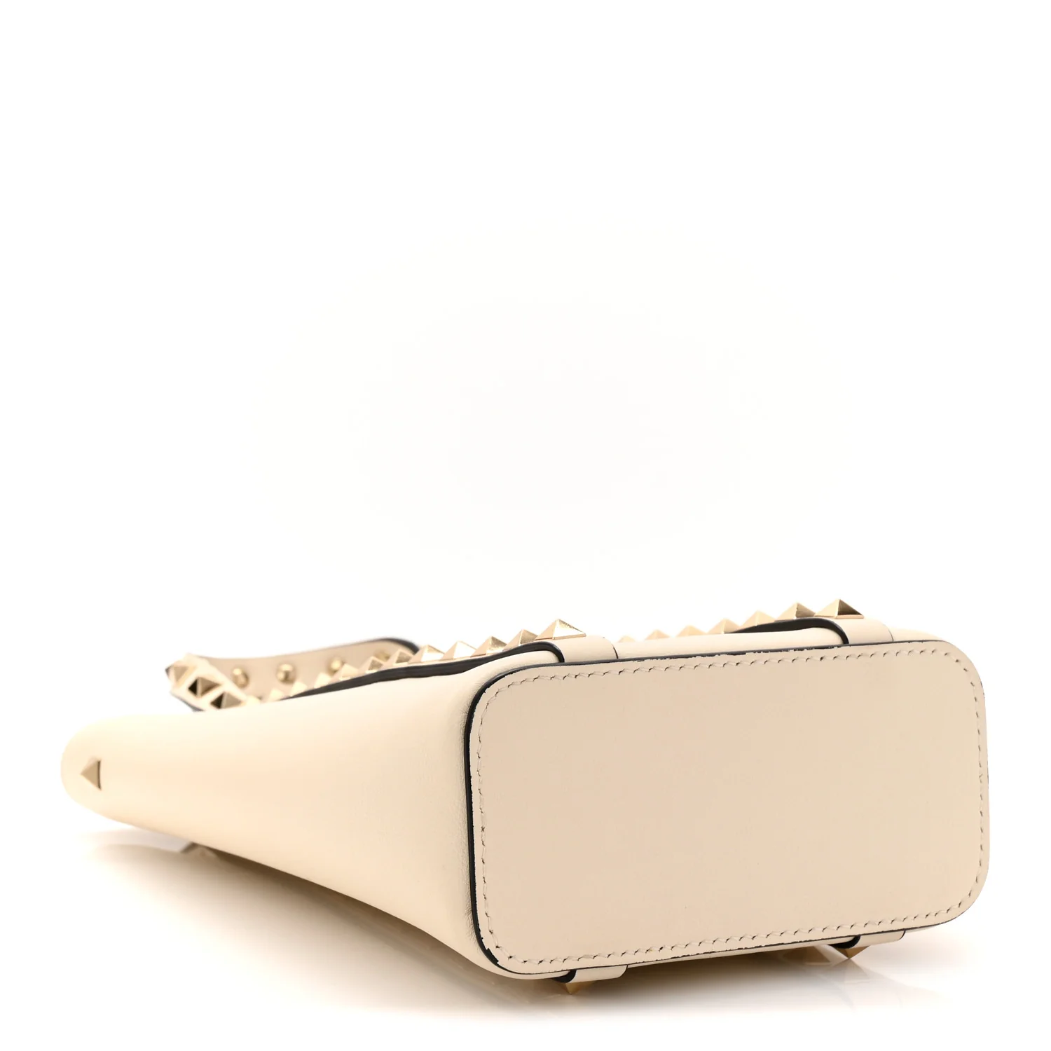 Pebbled Calfskin Rockstud North South Crossbody Bag Light Ivory - Top Club
