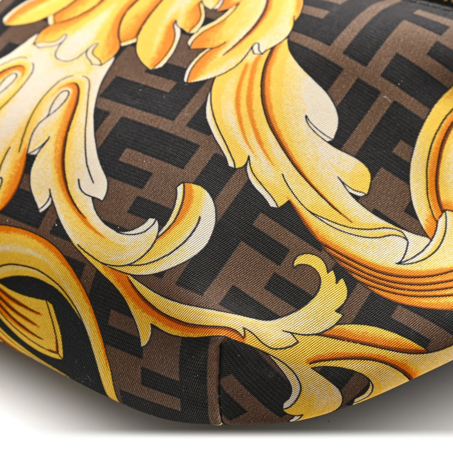 X VERSACE Nylon Cuoio Romano Fendace FF Baroque Belt Bag Black Gold - Top Club