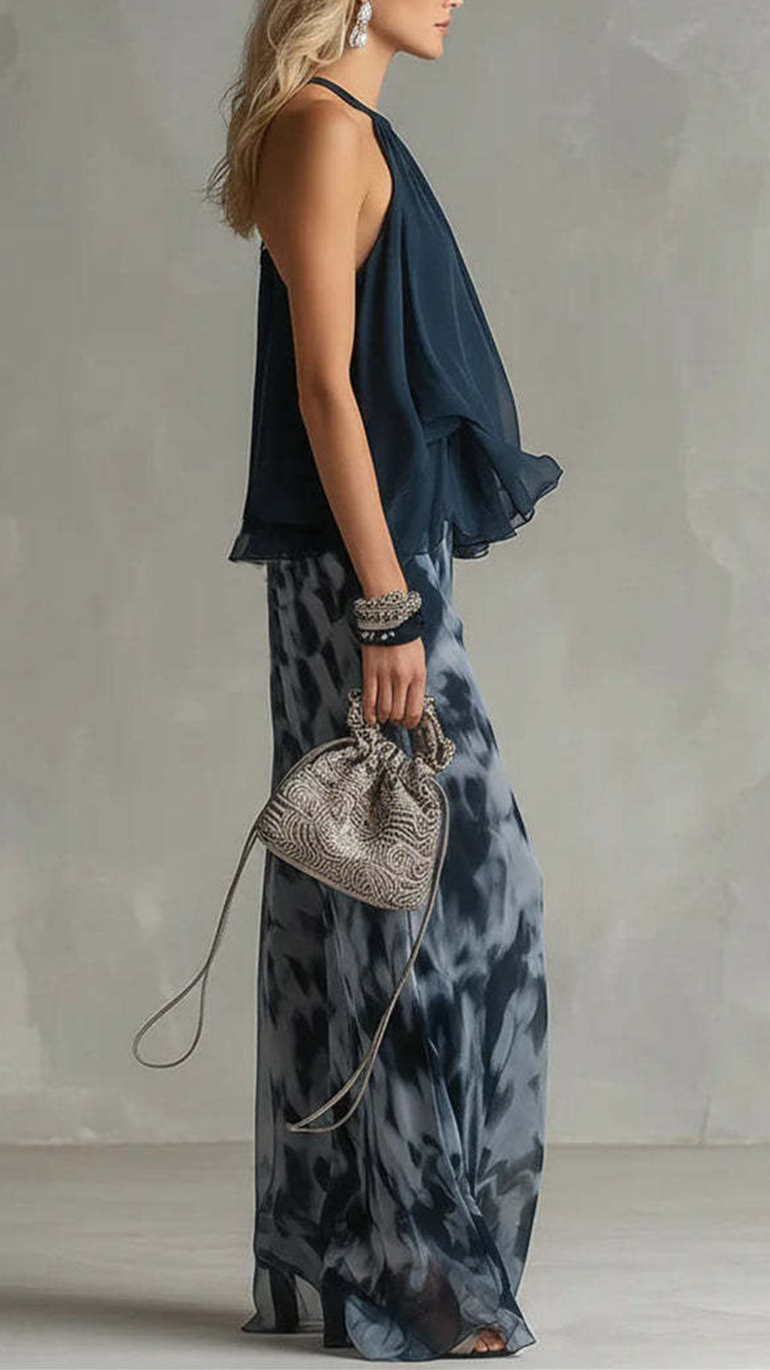 Women's Cotton-Blend Halter Ruffled Tie-Dye Wide-Leg Pants Set - Nordfashionstorm - Women's Clothing, Fashion for You - Nordfashionstorm.com
