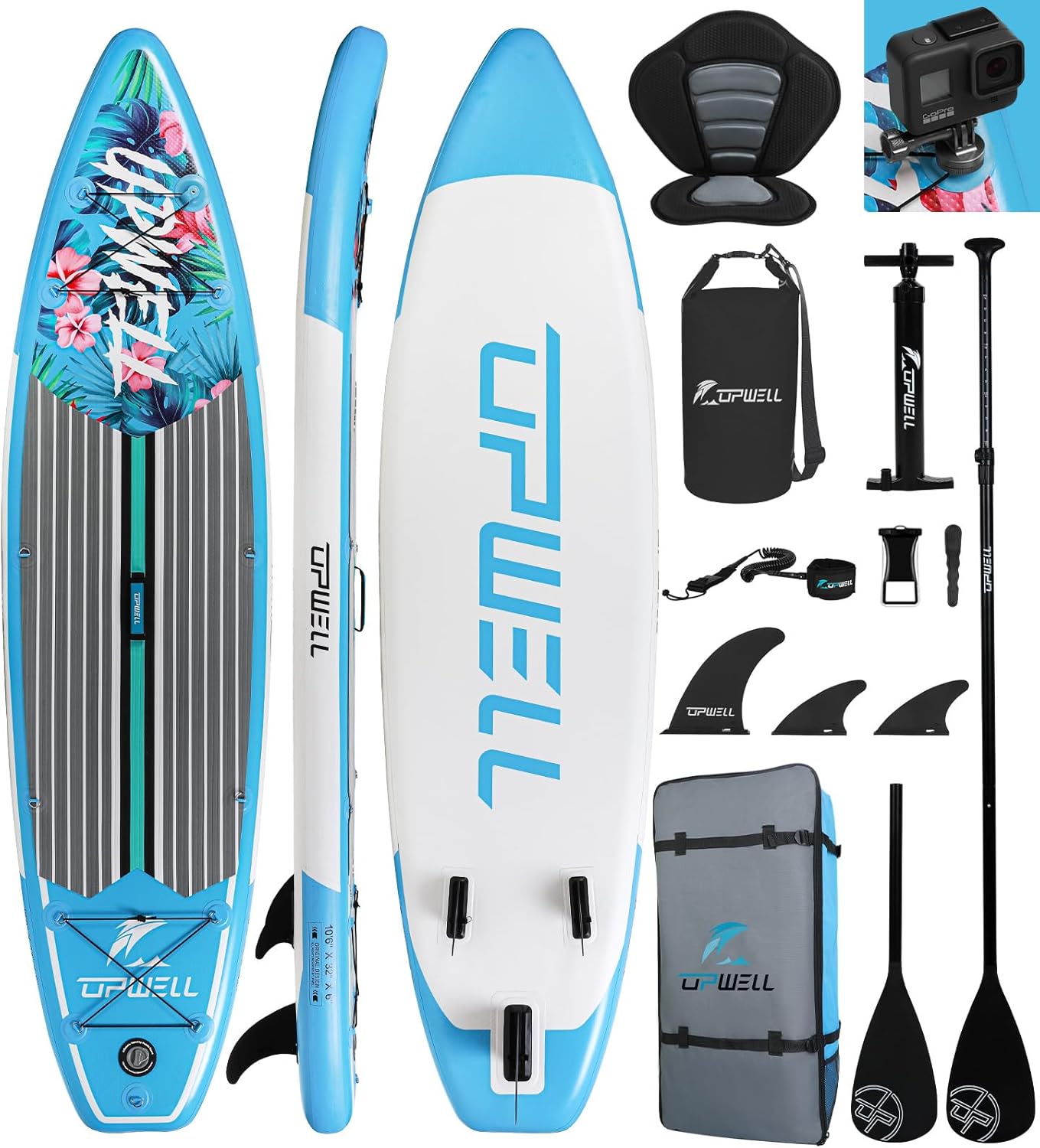 UPWELL Stand Up Paddle Board Sup Gonfiabile con Sedile Adulti Surf surf gonfiabile 320cm Stand Up Paddle Board, Native Floral
