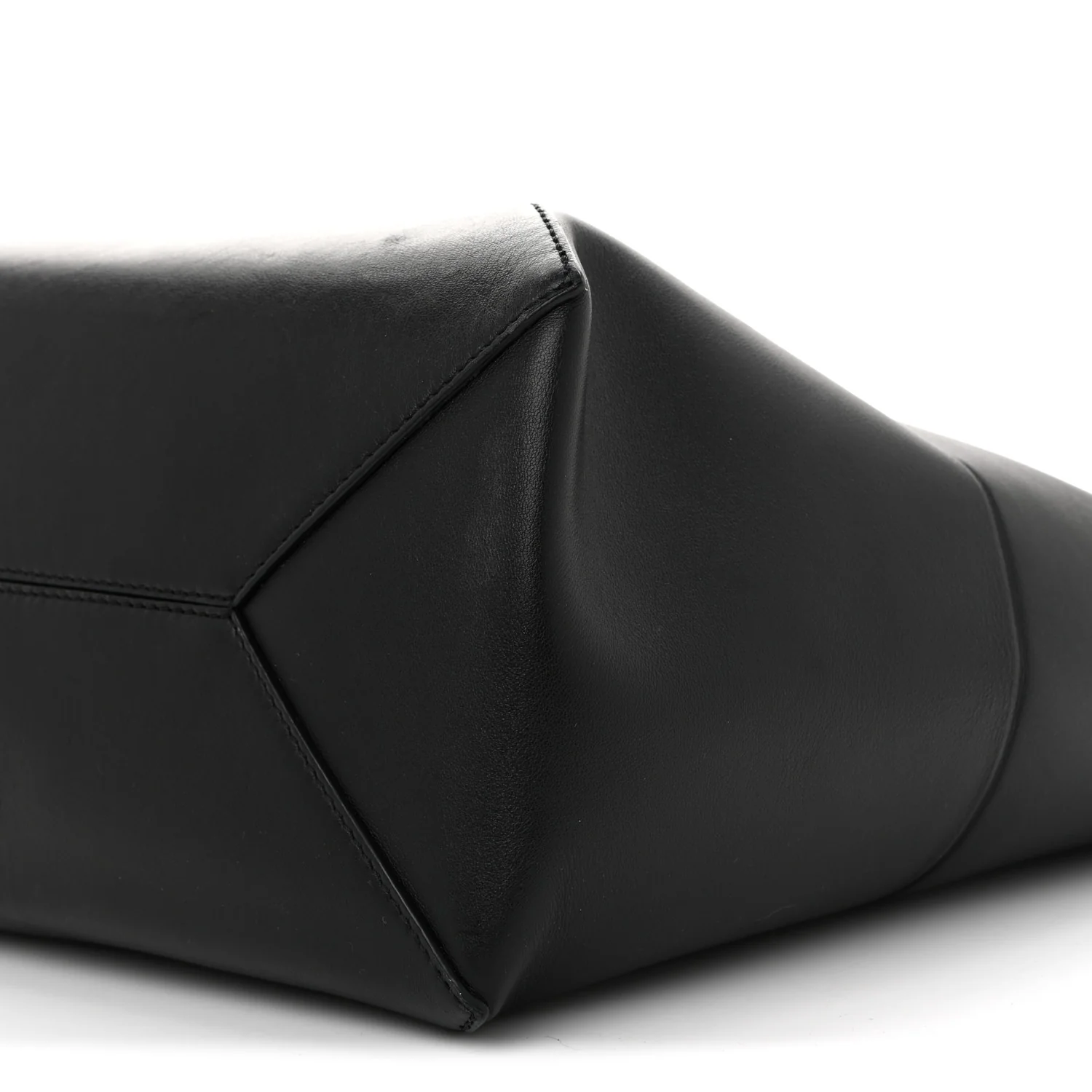 Shiny Calfskin Medium Puzzle Fold Tote Black - Top Club