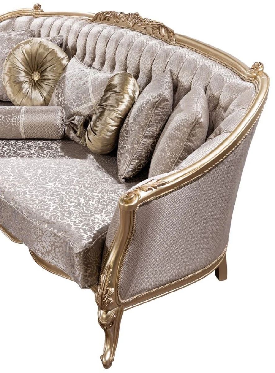 Luxury Baroque Living Room Set Silver / Gold - 2 Baroque Sofas & 2 Baroque Armchairs & 1 Baroque Coffee Table - Luxury Living Room Furniture in Baroque Style - Baroque Furniture - Noble & Ornate