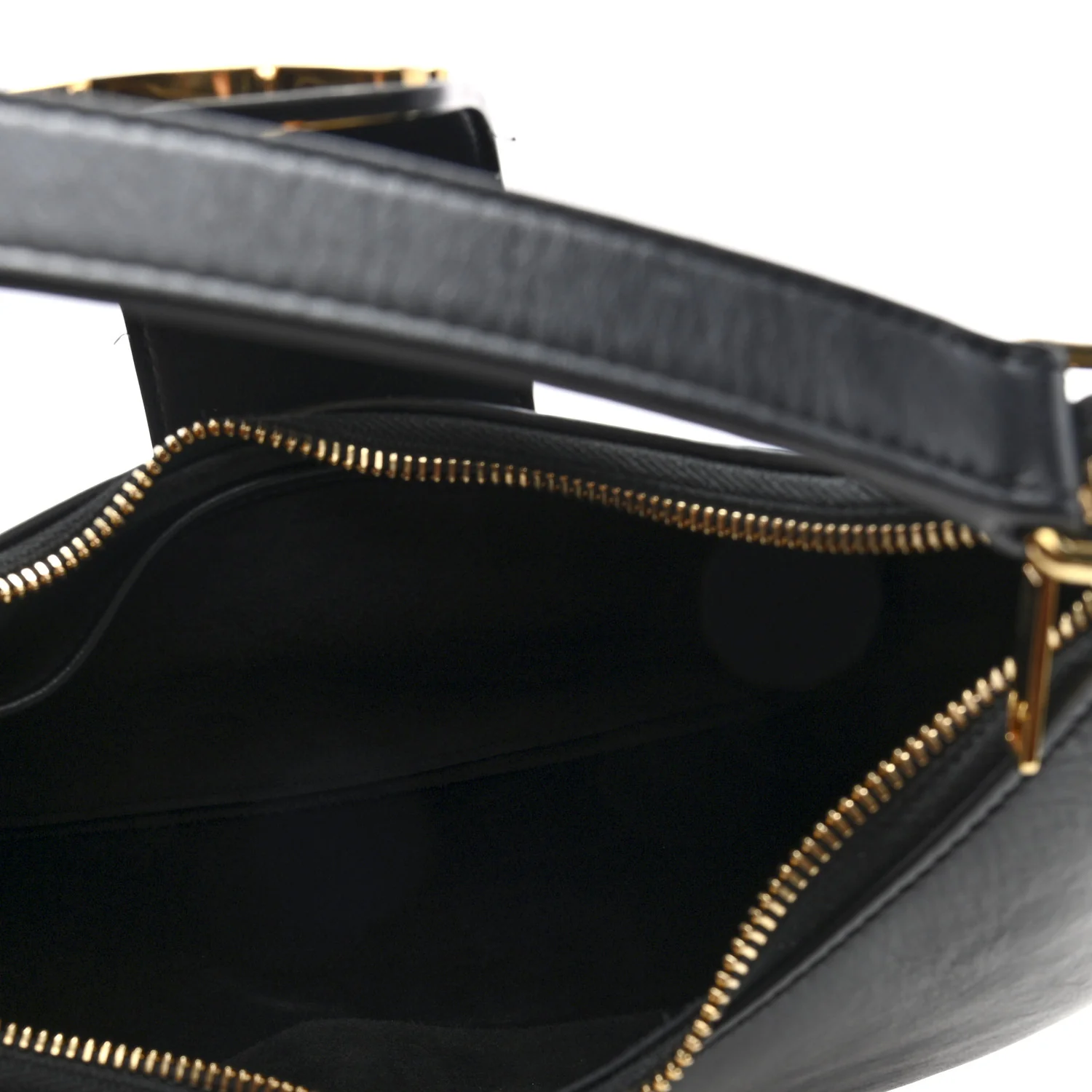 Smooth Calfskin Medium Strap Ava Triomphe Shoulder Bag Black - Top Club