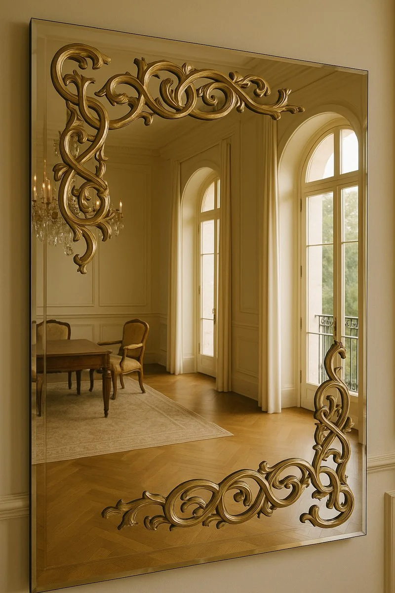 Baroque mirror gold 110 cm - Rectangular baroque style wall mirror