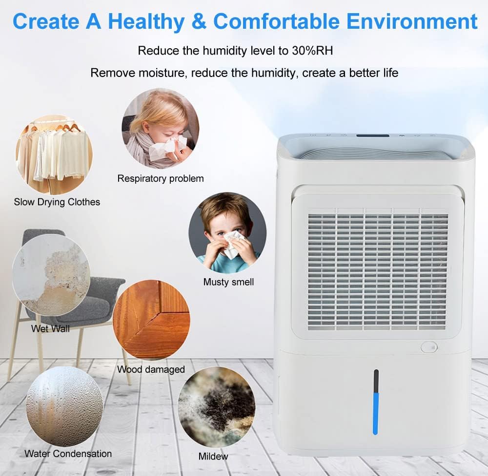 Deumidificatore e Purificatore d'aria 20L,Fino a 65 m2,Display Digitale,Scarico Continuo,Serbatoio Estraibile 4.5 Litri,Timer 24 Ore,Ionizzatore,Filtro HEPA e Carbone Attivo 2in1(ALPHA-Q20)