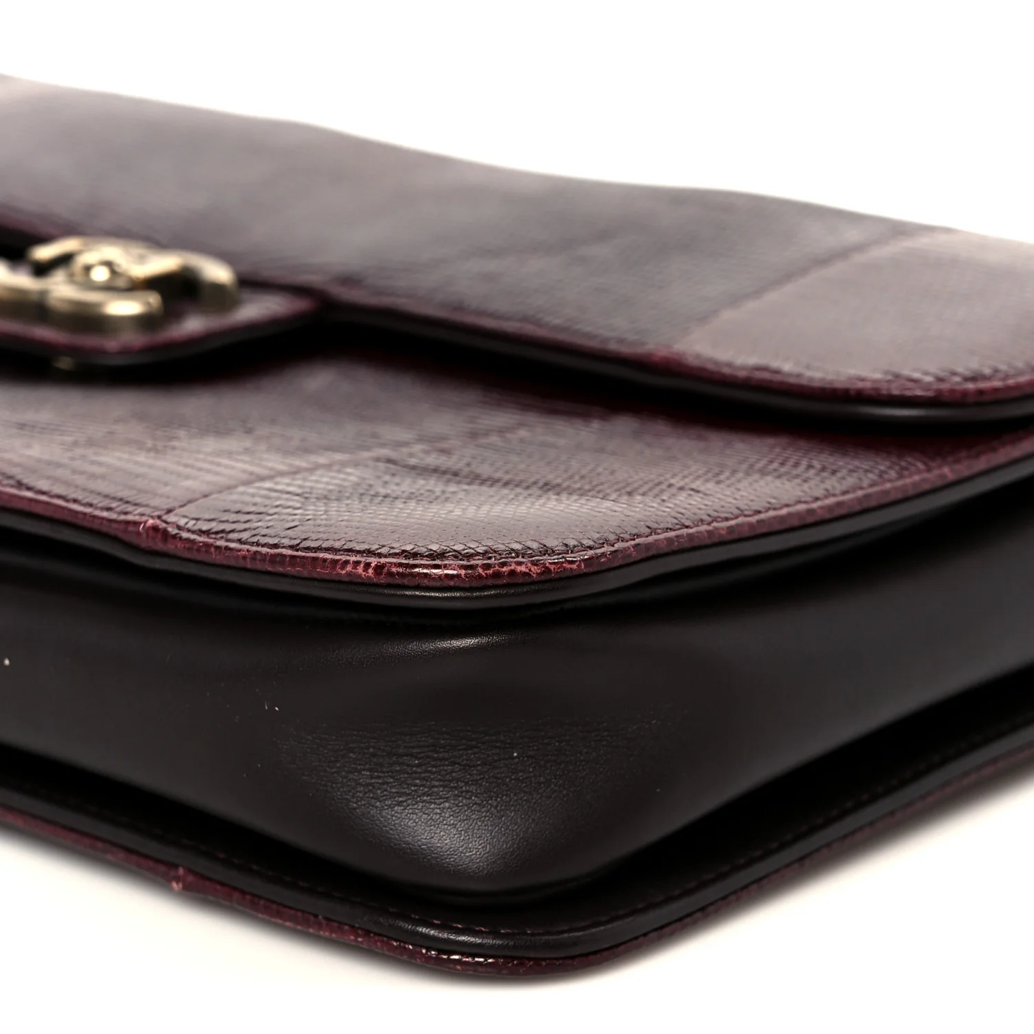 Lizard Lambskin Quilted Large Perfect Edge Flap Burgundy - Top Club