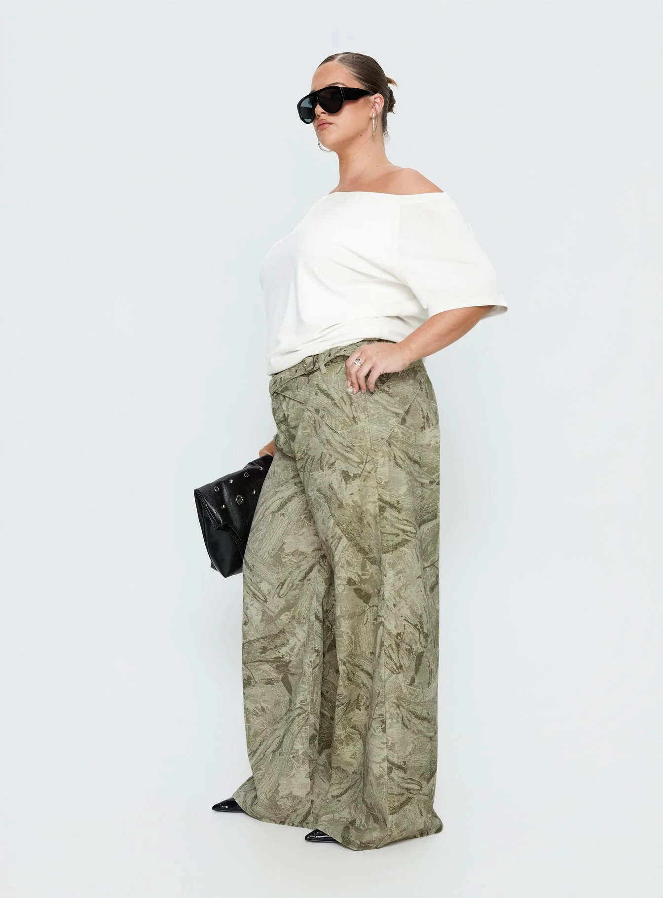 Mckinley Mid Rise Wide Leg Jeans Camouflage Curve