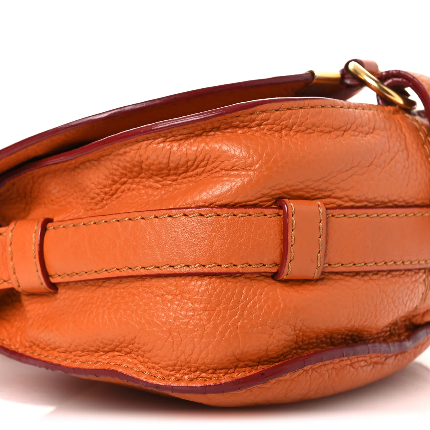 Grained Calfskin Small Marcie Saddle Bag Wood Rose - Top Club