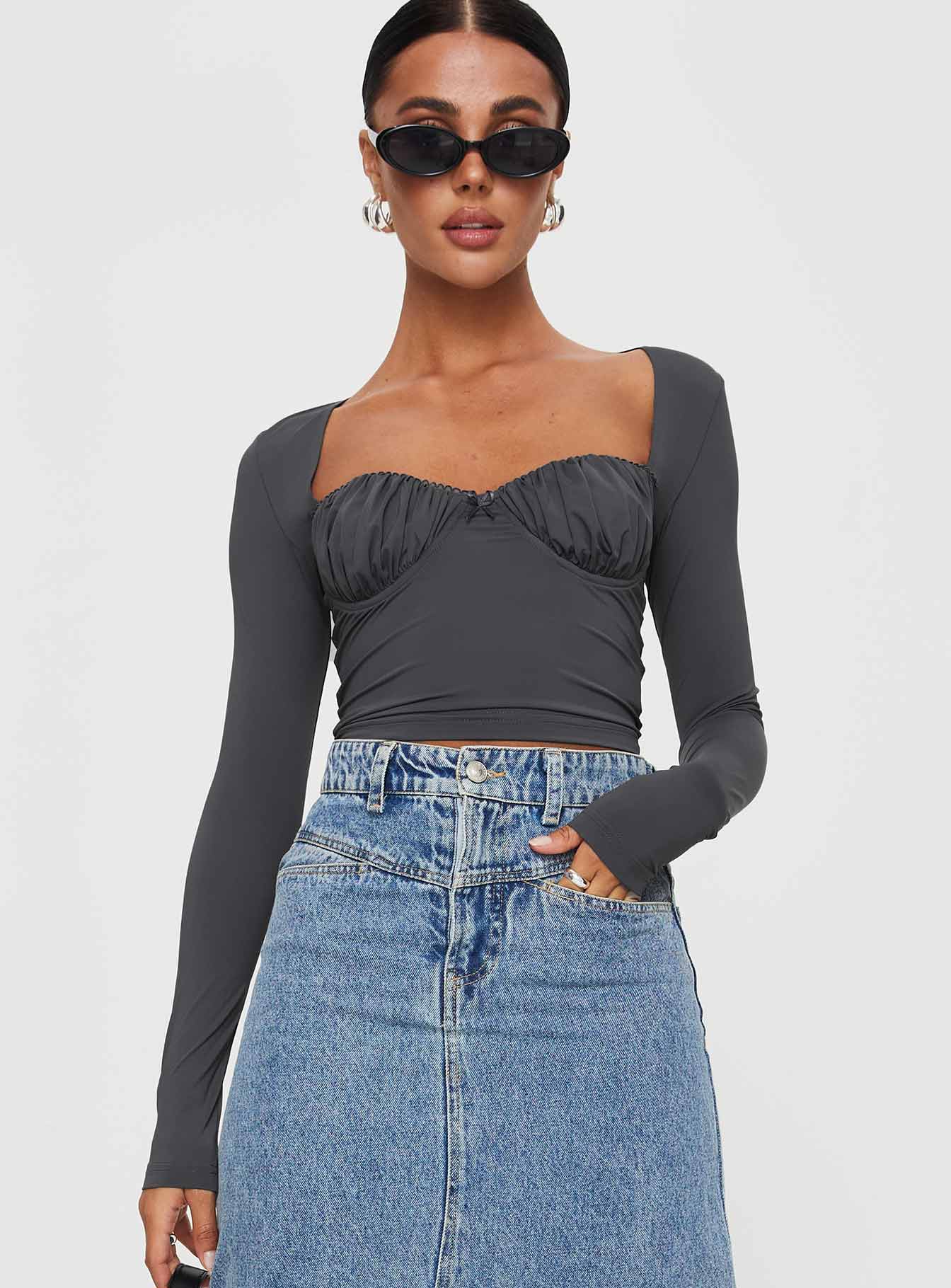 Candyce Long Sleeve Top Slate