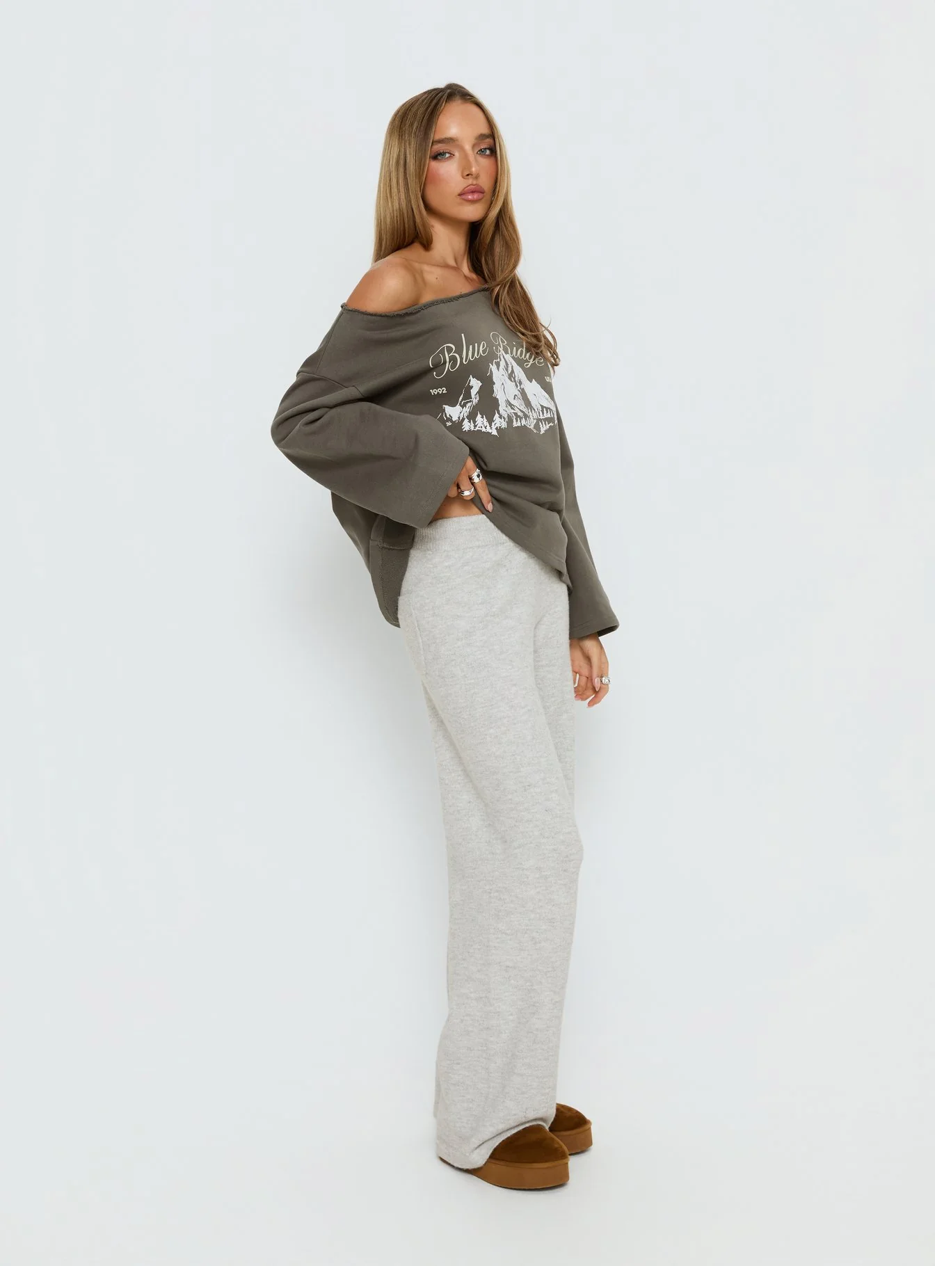 Bekki Wide Leg Knit Pant Grey Marle