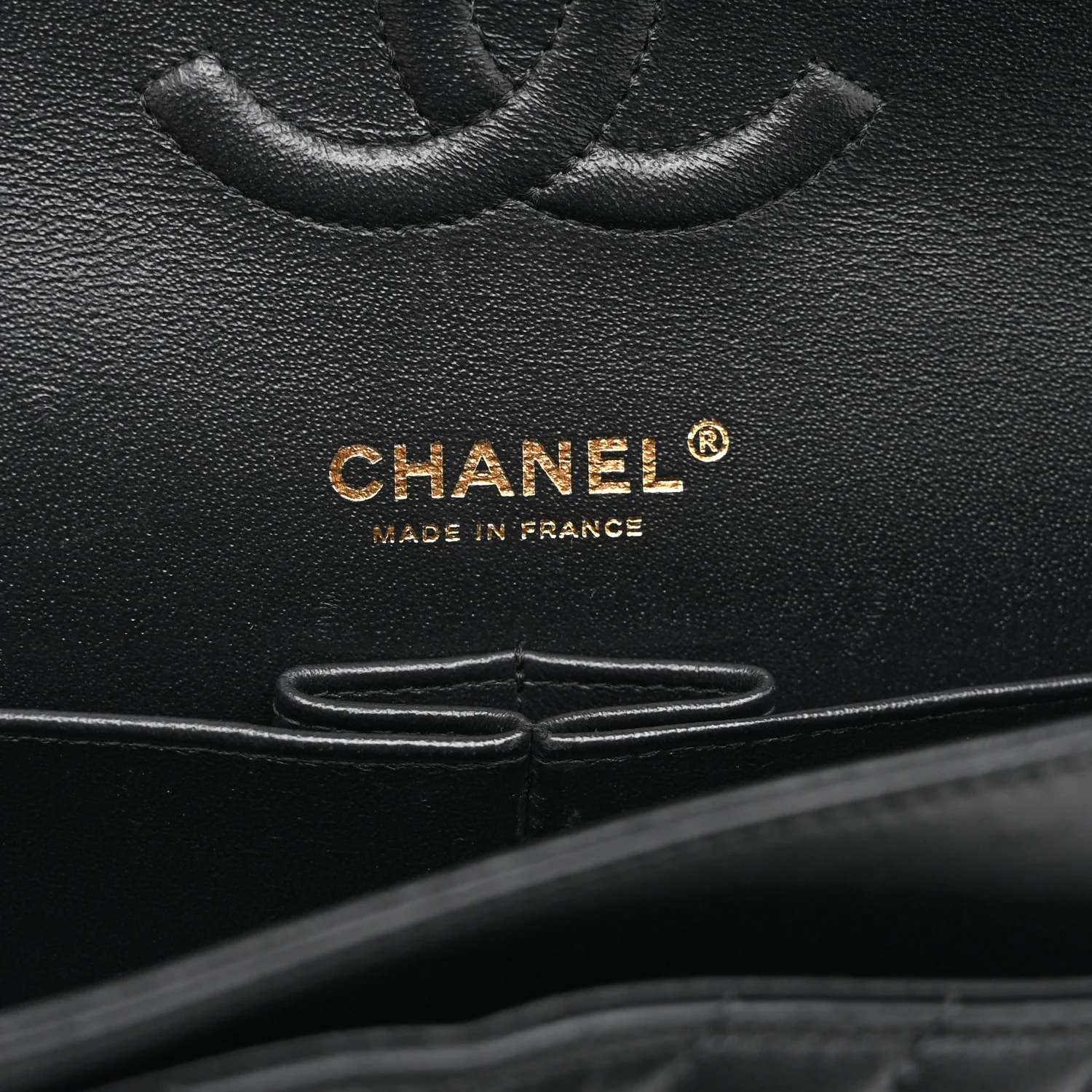 Lambskin Chevron Quilted Medium Double Flap Black - Top Club