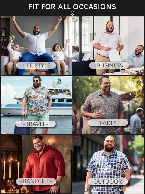 Men's Big Size Vacation Casual Hawaiian Short Sleeve Shirt 004