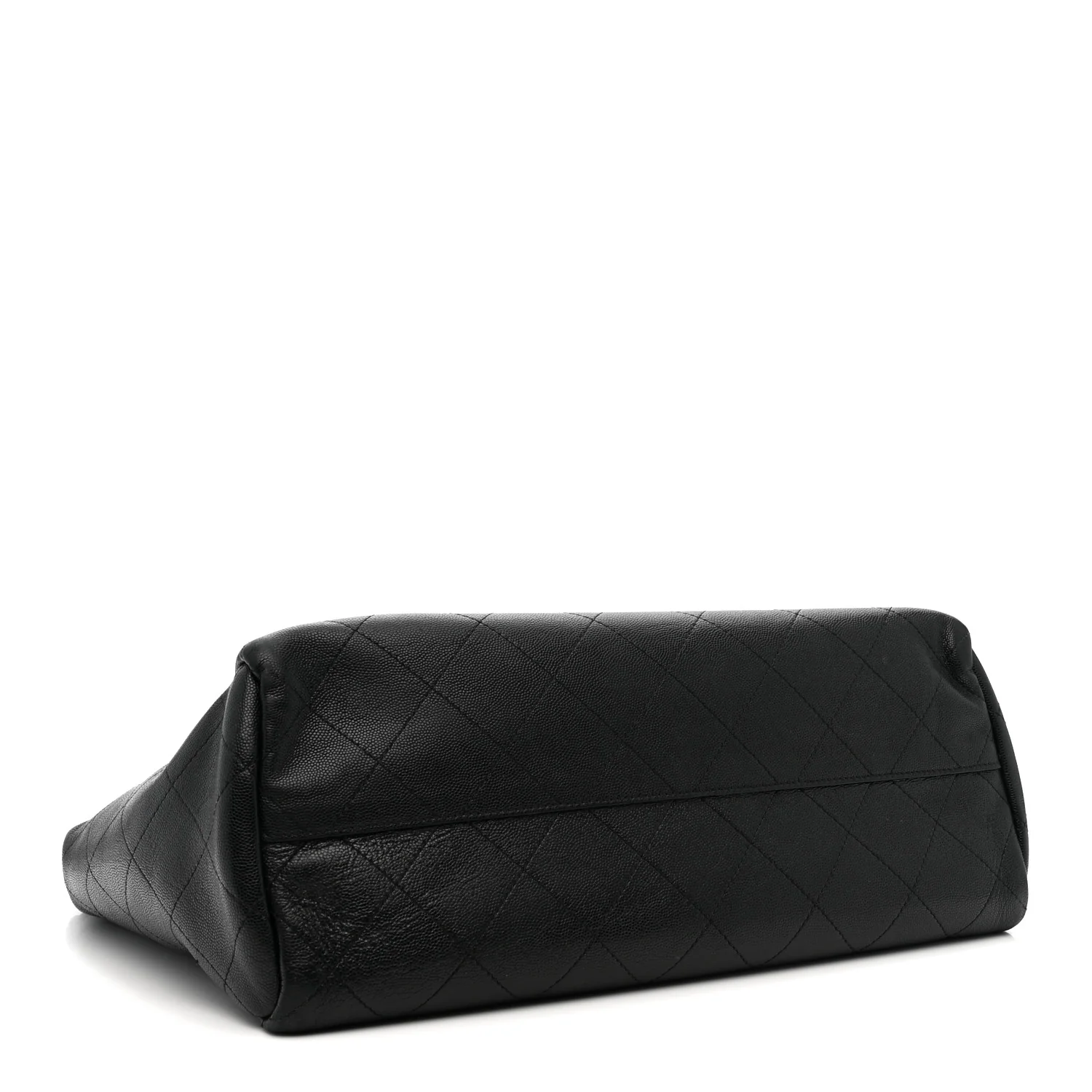 Caviar Stitched Large Lady Coco Shopping Tote Black - Top Club