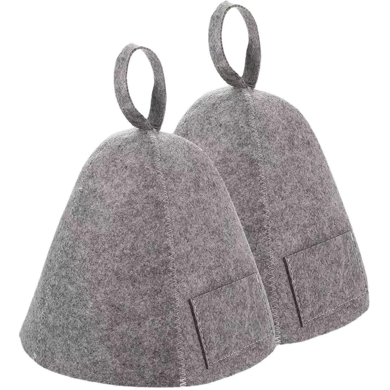 Organic Wool Felt Thermal Eco-Friendly Sauna Cap Embroidered Banya Shower Hat for Men Women Russian Bath Accessory