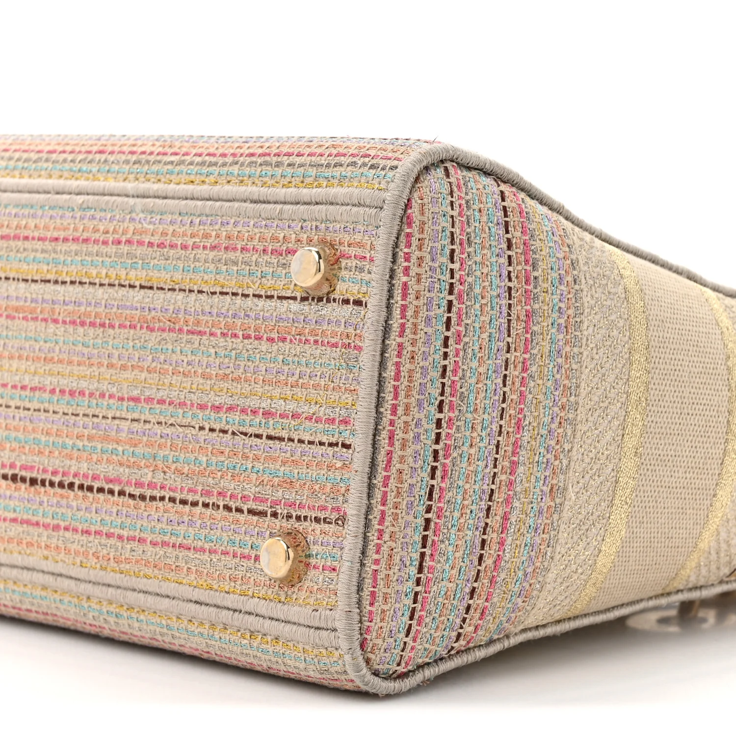 Canvas Embroidered Medium Lady D-Lite Beige Multicolor - Top Club