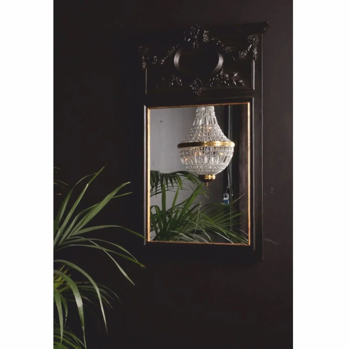 Baroque mirror black H. 102 cm - Baroque style furniture