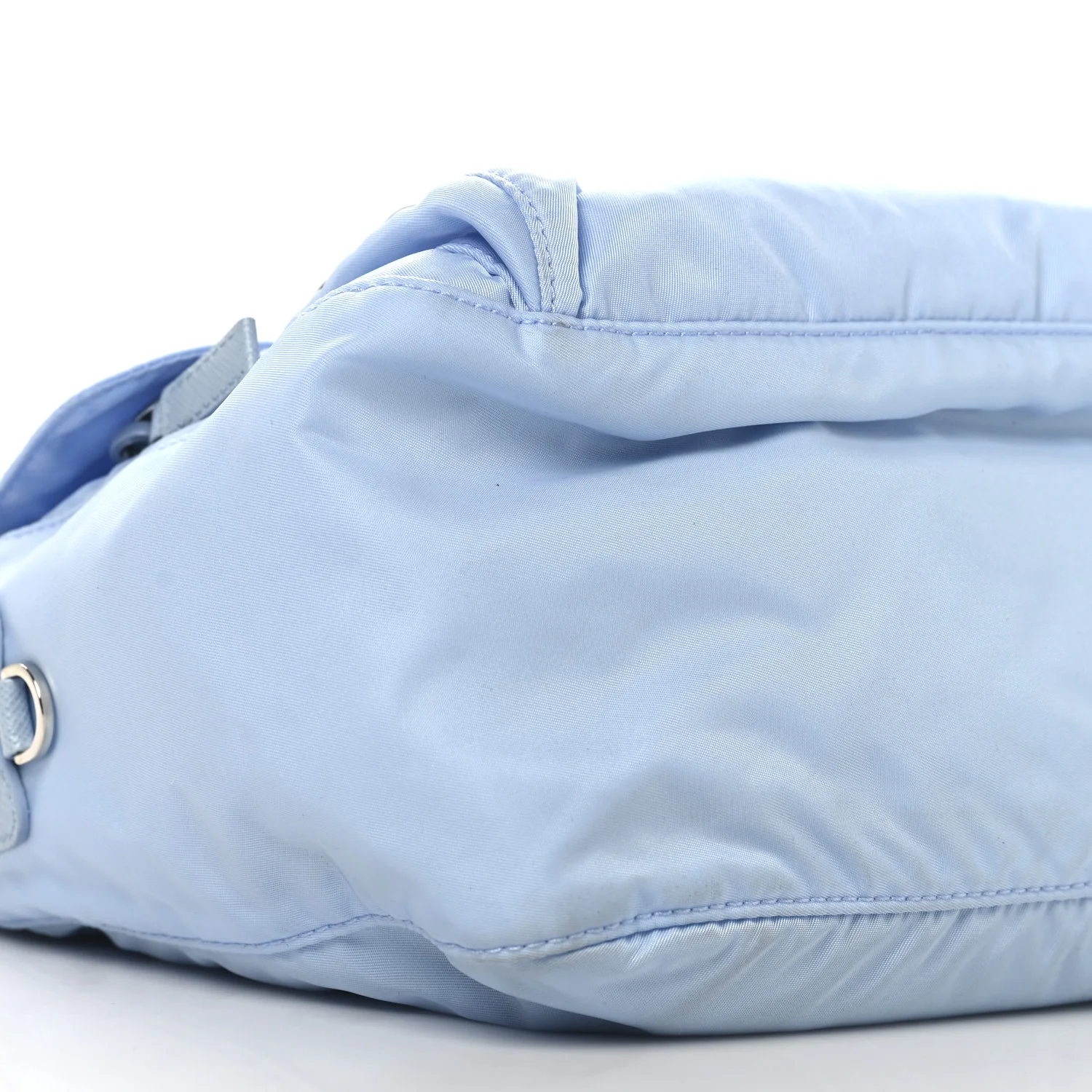 Re-Nylon Vela Saffiano Pocket Double Buckle Messenger Shoulder Bag Celeste - Top Club