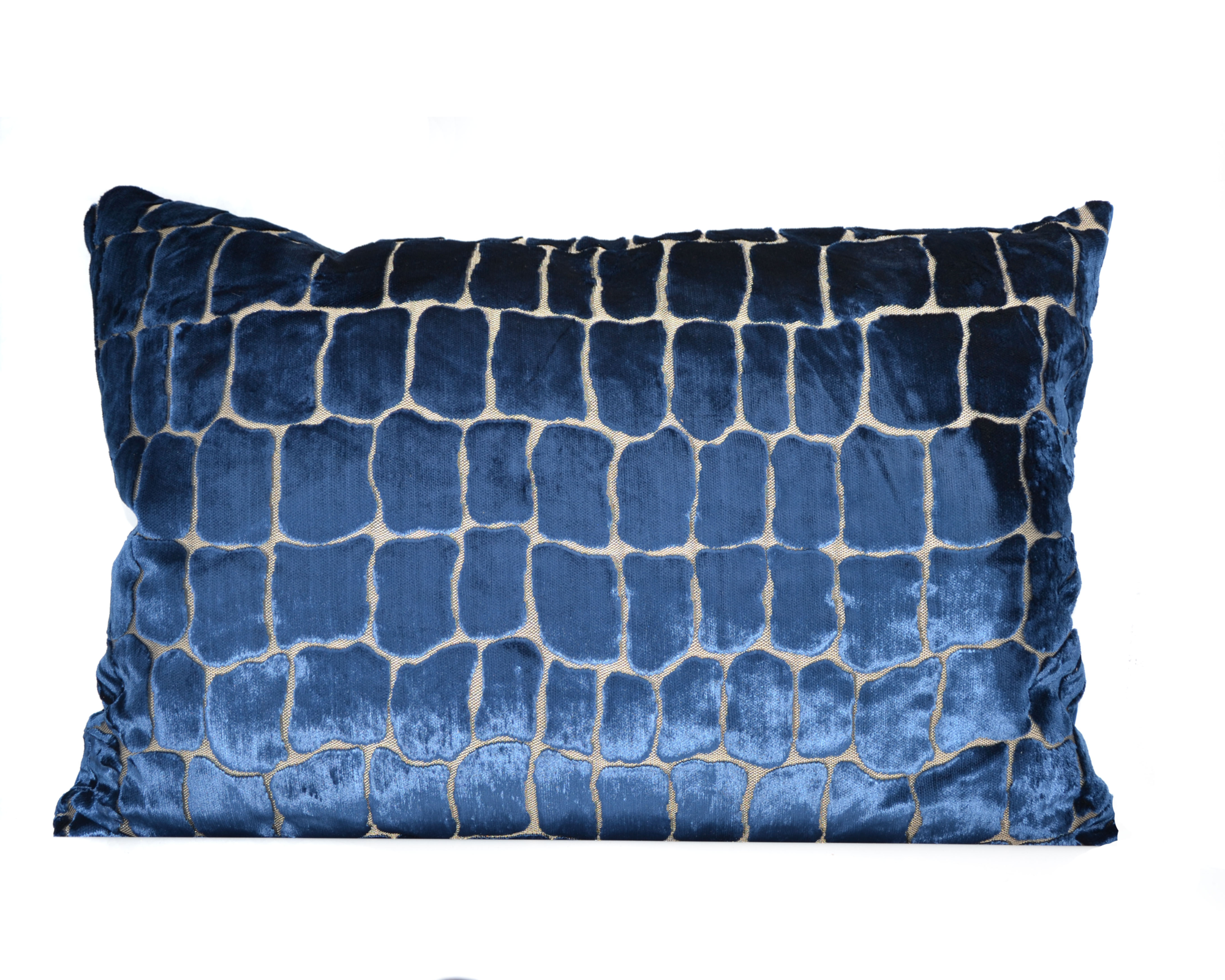 Kussen sleek croco krokodillenprint indigo 50 x 70 cm