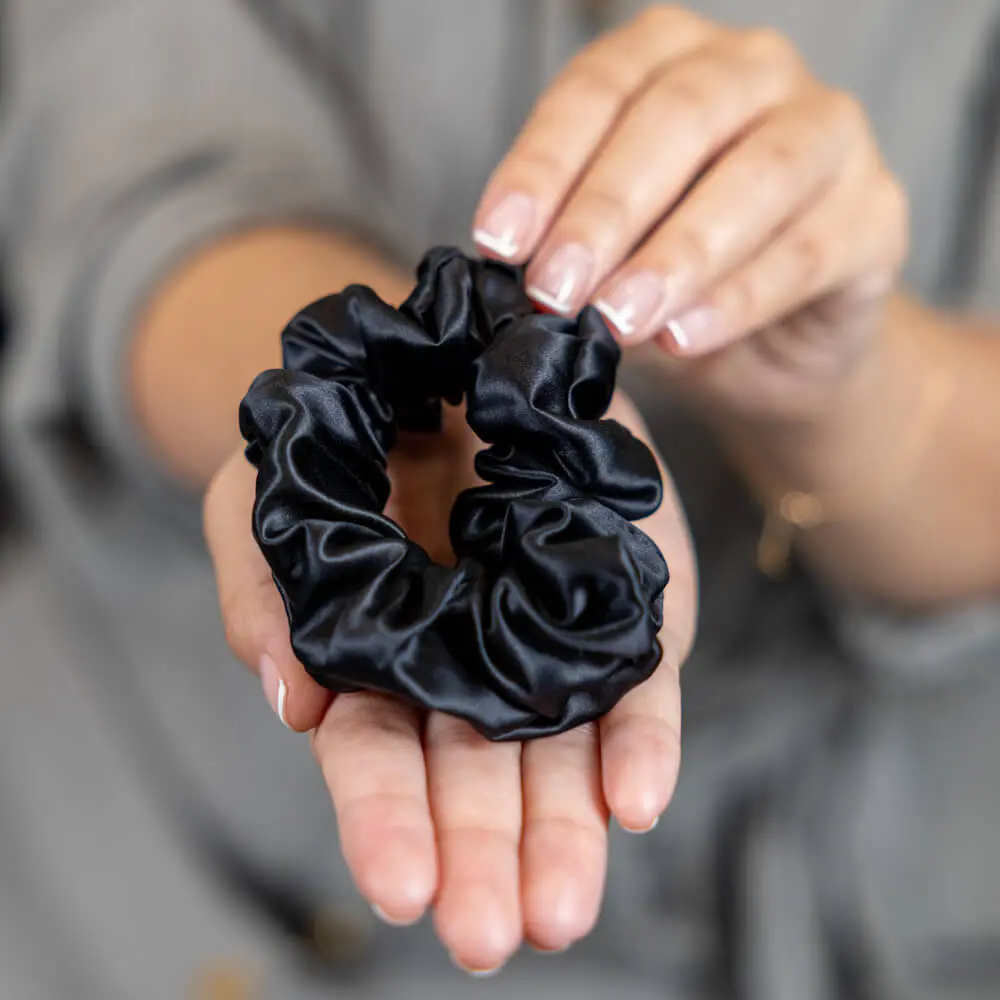 Blissy Silk Scrunchies (3-Pack) – 100% Mulberry Silk Hair Ties – Dent-Free, Crease-Free, Snag-Free