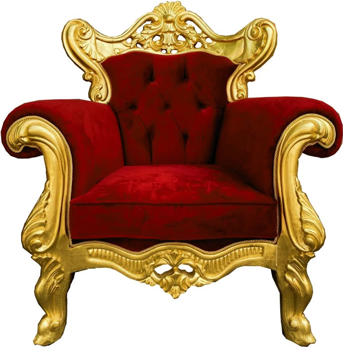 Luxury Baroque Living Room Set Bordeaux Red / Gold - 1 Baroque Sofa & 2 Baroque Armchairs - Living Room Furniture in Baroque Style - Noble & Magnificent