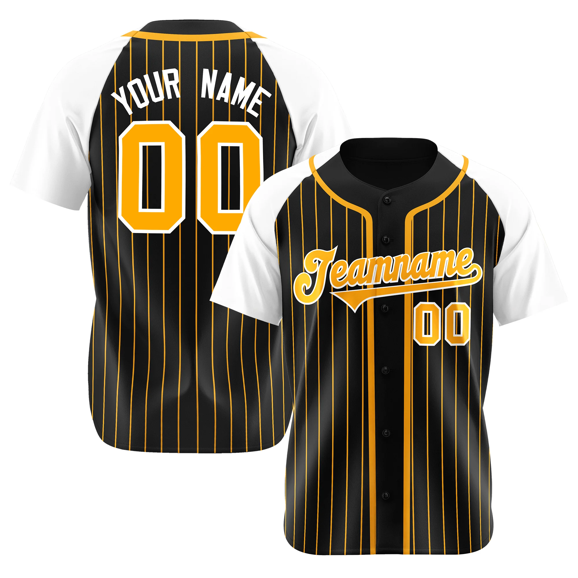 Custom Black Bay Orange Pinstripe Orange-White Authentic Raglan Sleeves Baseball Jersey