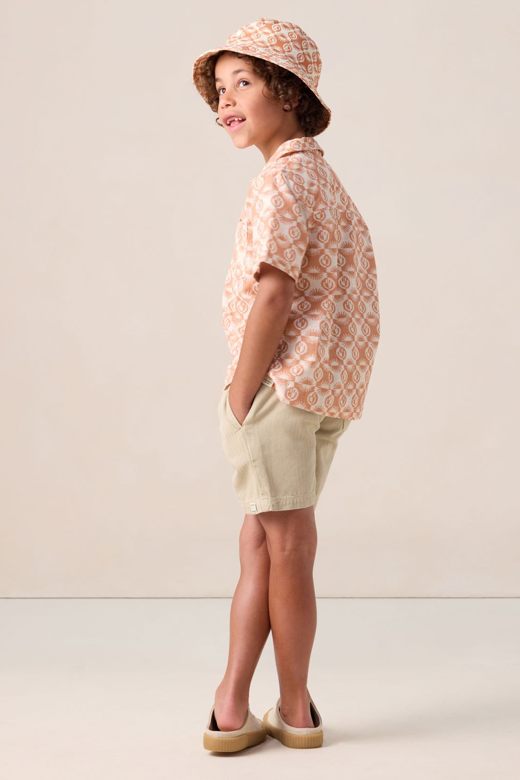 Oranje overhemd met smiley print