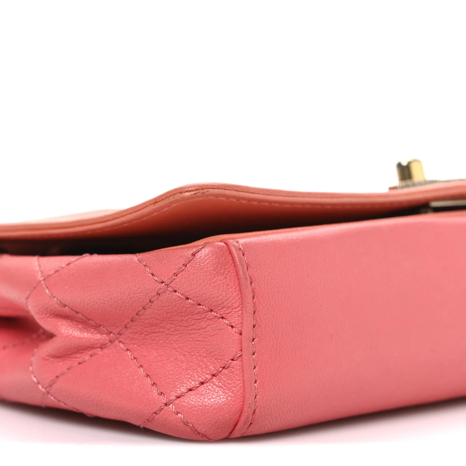 Shiny Sheepskin Quilted Vintage Mademoiselle Flap Coral Orange - Top Club